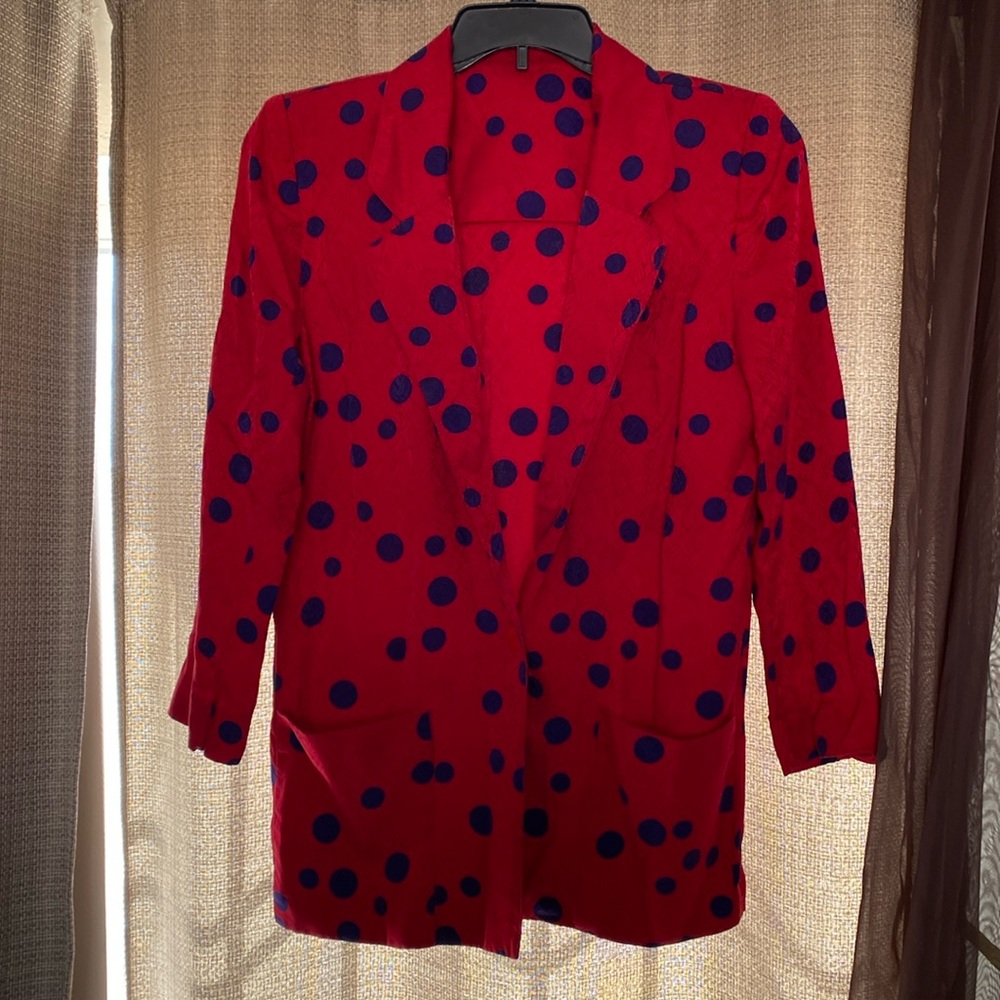 Vintage silky red polka dot button blazer by Liz Claiborne